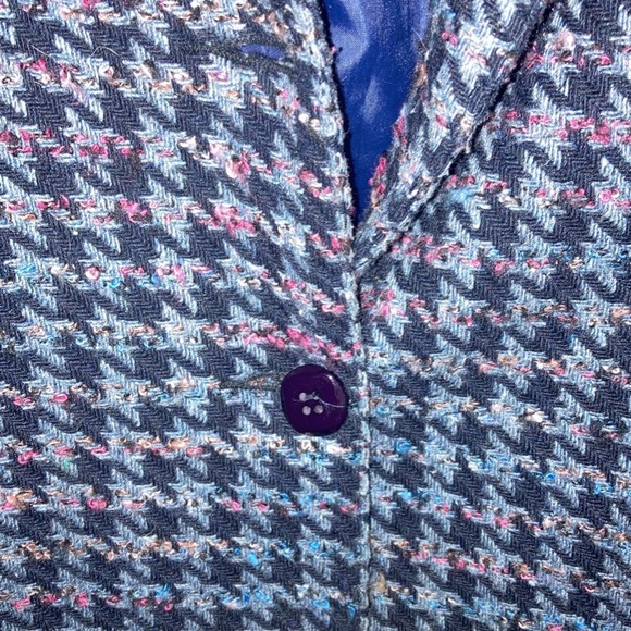 Vintage Wool Houndstooth Plaid Single Breasted Blazer Size 10 - Picture 9 of 10